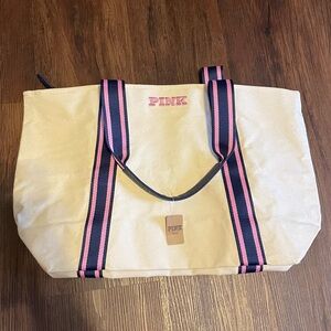 NWT Victoria’s Secret PINK Canvas Tote Pink and Blue